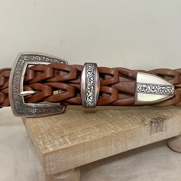 Brighton Brown Leather Braided Belt - Picture 3 of 6